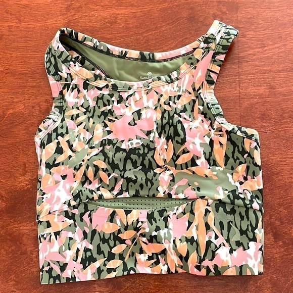 Sweaty Betty Racerback Sports Bra Women XXS Tropical Floral Print Green - Picture 4 of 10